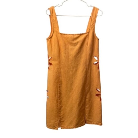NWT Tach Afrodita Mini Dress Linen Floral Embroidered Cutouts Orange XL - Picture 4 of 16